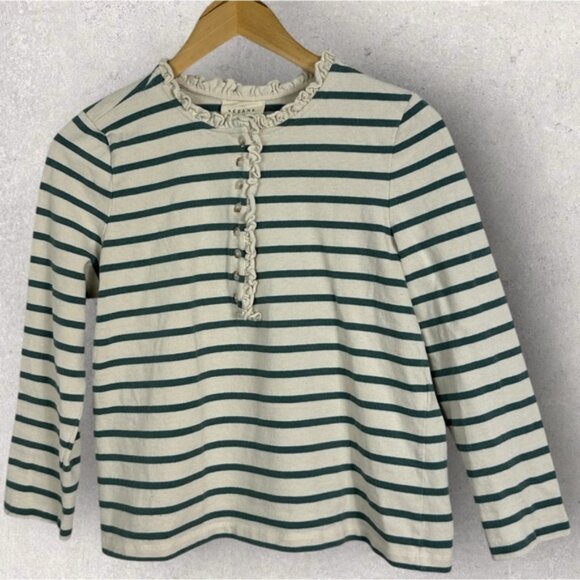 Sezane Gael Marinere Top Striped Henley Size Small French Nautical Stripe Ruffle - Picture 13 of 15